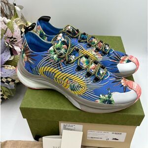 Men’s Gucci blue floral run low top sneaker size 11 made in Italy